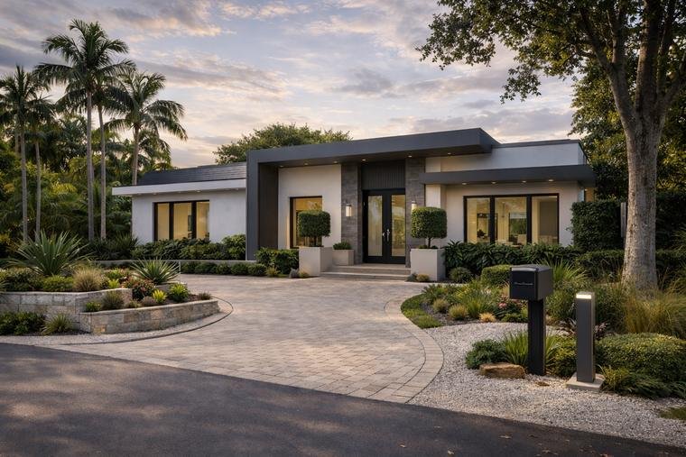 Luxury estate paver driveway Miami FL - Barraza Industries